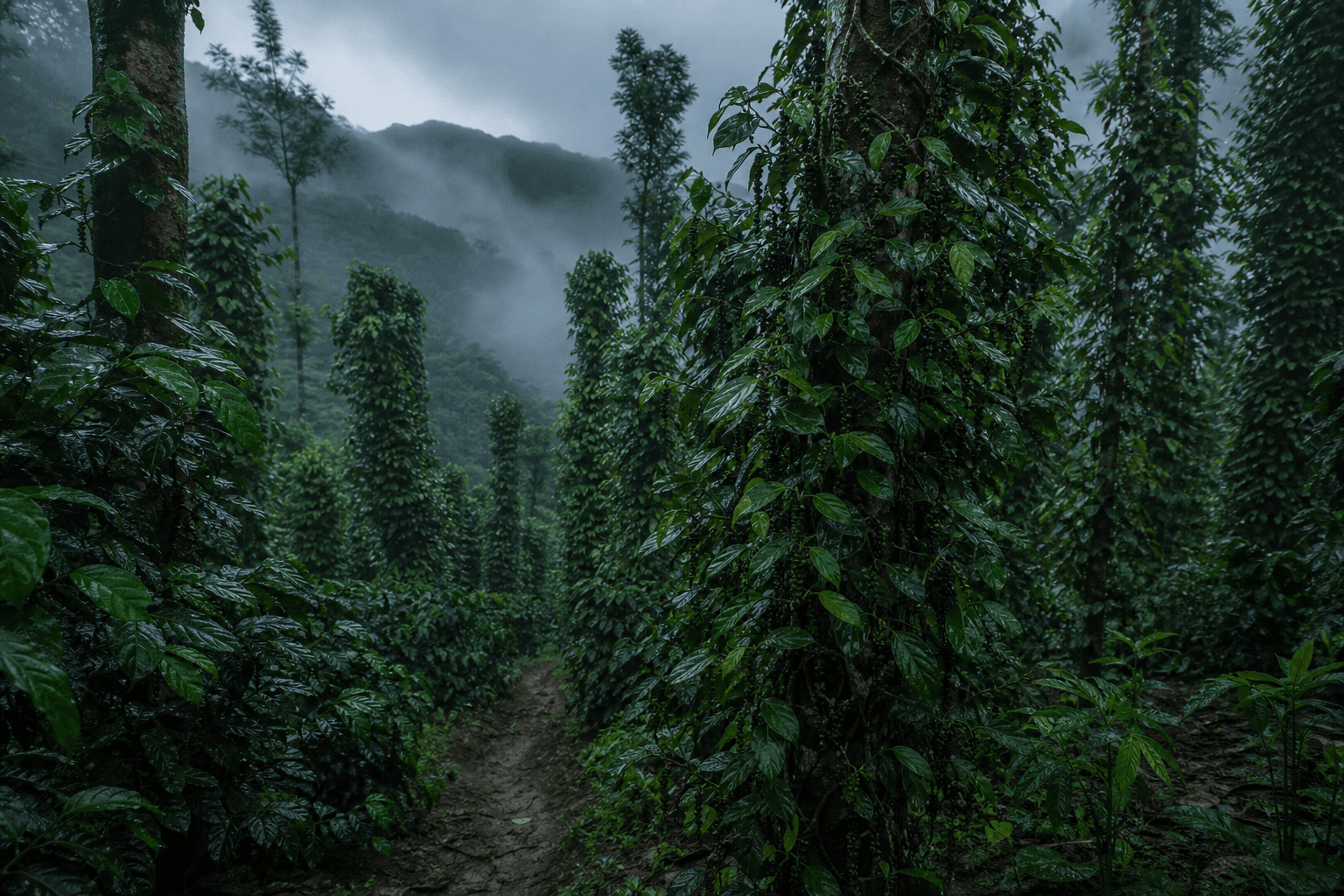 The green Western Ghats in monsoon weather